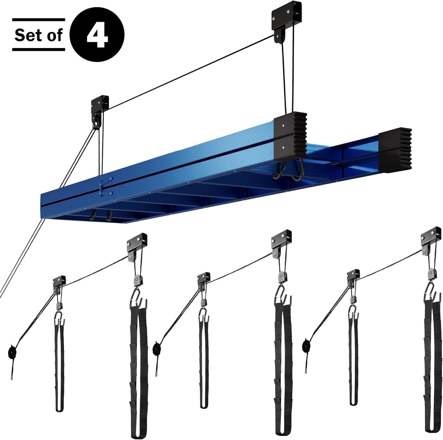 RAD Sportz Kayak Storage Hoists - Overhead Pulley Hoist Systems with 125lb Capacity Each for Canoes, Bikes, Ladders, and More