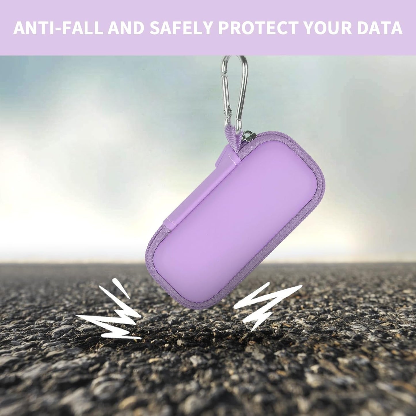 USB Flash Drive Case, SD Card Holder Compatible with Thumb Drive, Memory Cards, SDXC SDHC Storage Bag, Electronic Accessories Organizer for SanDisk for Samsung for Inland (Light Purple)