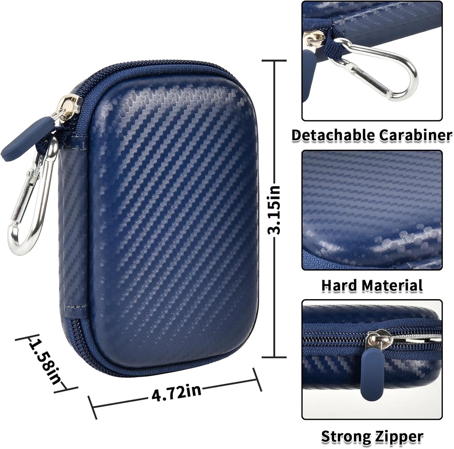 Carrying for Samsung T9/ T7/ T7 Shield Portable SSD 4TB 2TB 1TB, USB External Solid State Hard Drive Storage Travel Carrying Holder Fits for USB Cable (Blue)-Box Only