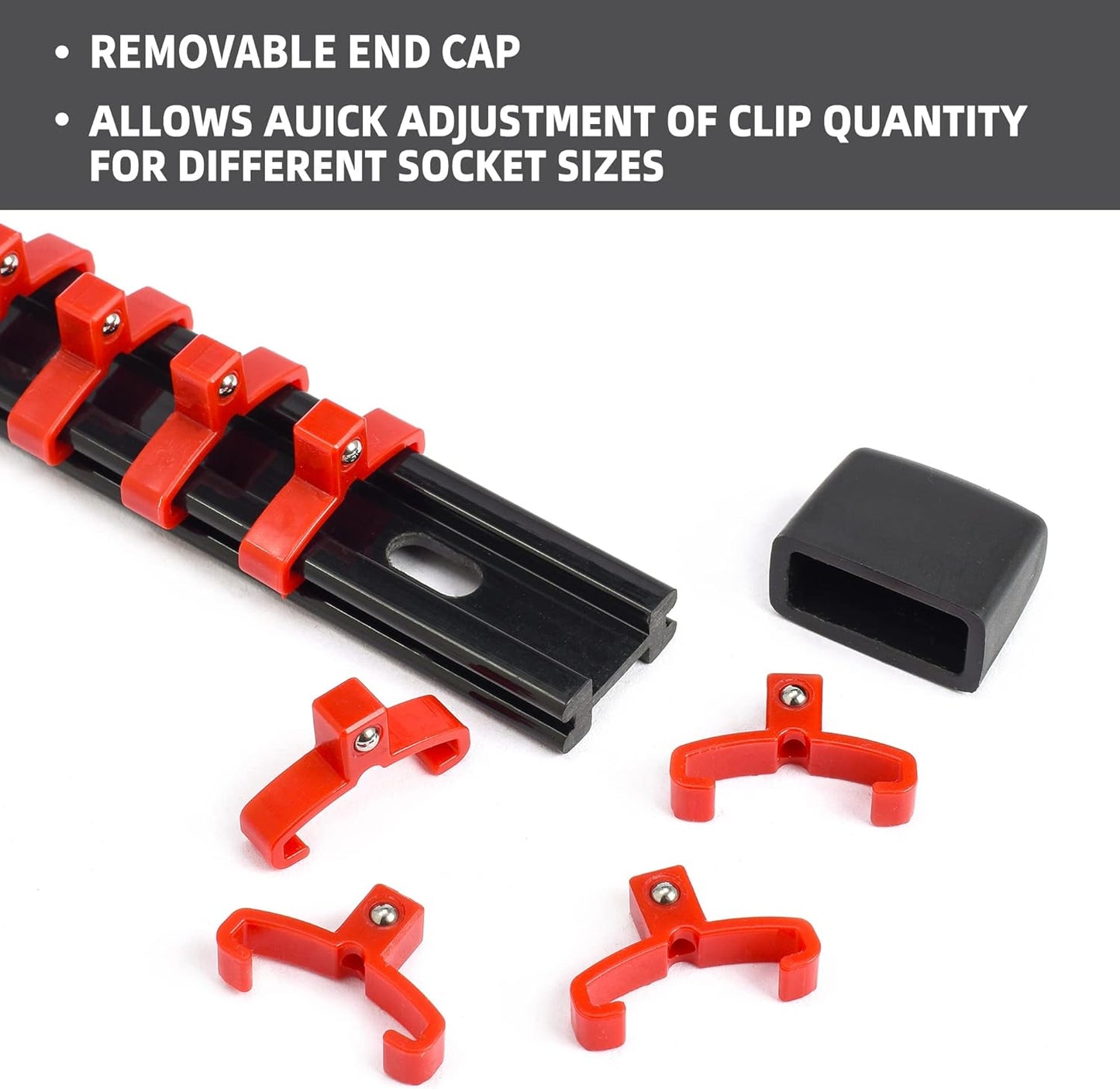 Socket Organizer Drive ABS Tools-Socket Holder, Premium Quality 18 Pieces Socket Holders Kit 1/4-Inch x 96 Clips, 3/8-Inch x 90 Clips, 1/2-Inch x 72 Clips