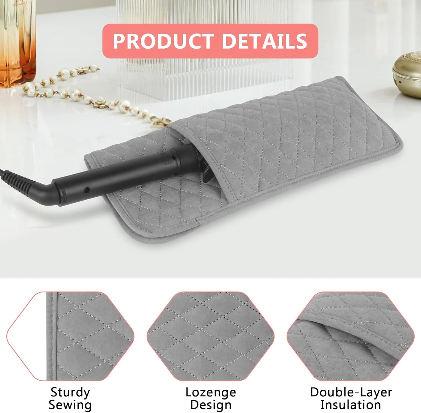 Heat Resistant Hair Tools Organizer Bag Portable Travel Storage Cover Pouch for Hair Straighteners, Curling Irons, Flat Irons and Hot Styling Tools(13.8" x 5.5")