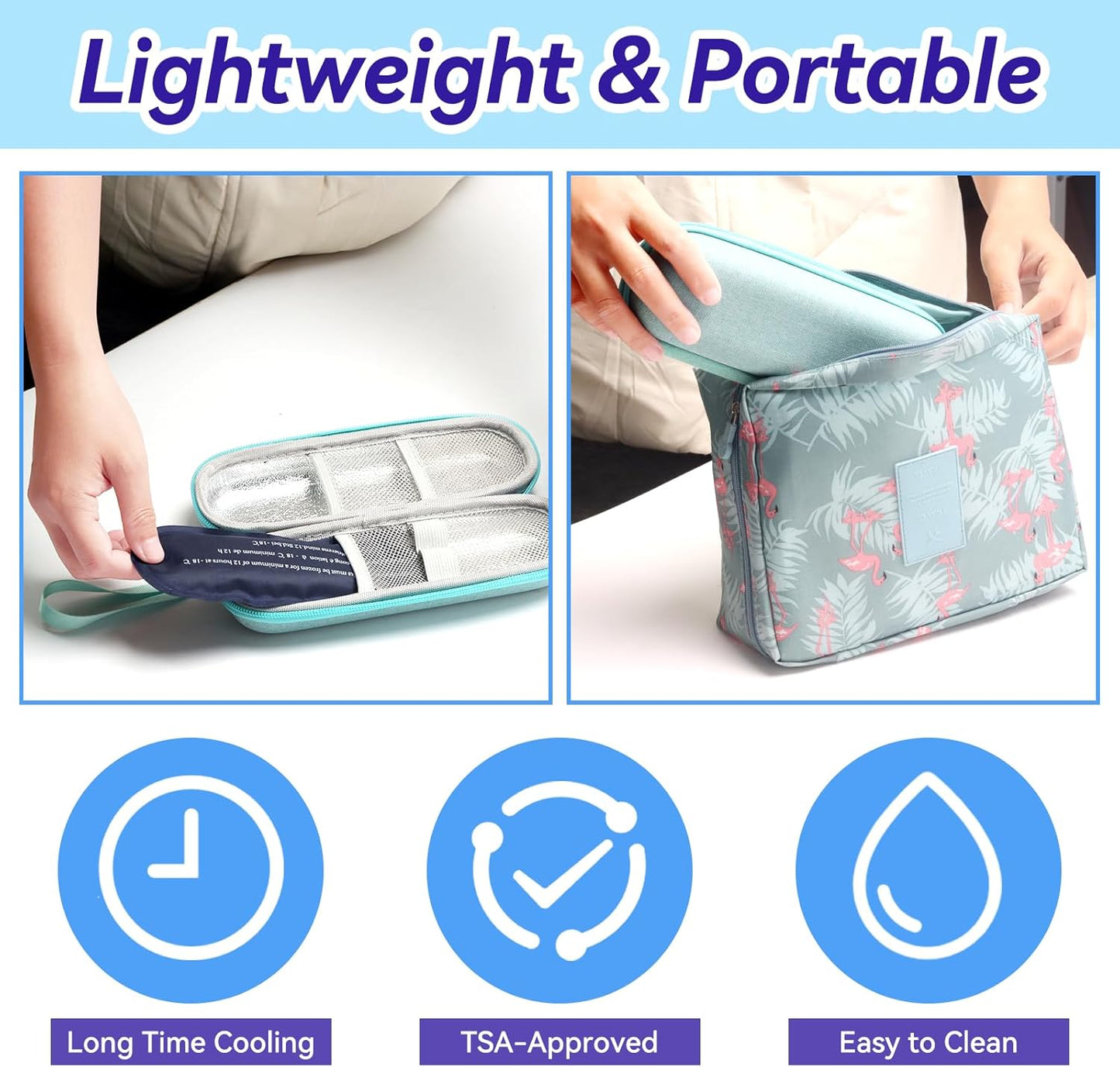 Ice Pack for Insulin Travel Case, TSA Approved Reusable Medical Cooler Bag Ice Packs for Diabetic (Pack of 2)