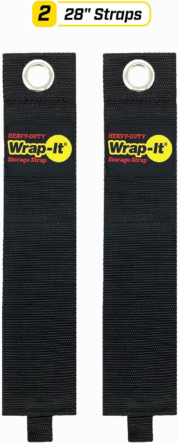 Heavy-Duty Wrap-It Storage Straps, 28-inch (2 Pack) - Hook and Loop Garden Hose Hanger, Pool Cord Storage Organizer for Cords, Tow Rope, Building Materials, RV and Garage Organization