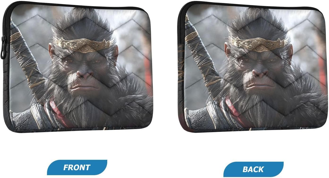 Quilted Laptop Sleeve Case,Slim Portable Black Computer Protective Cover,Wukong(15'' - 16'')