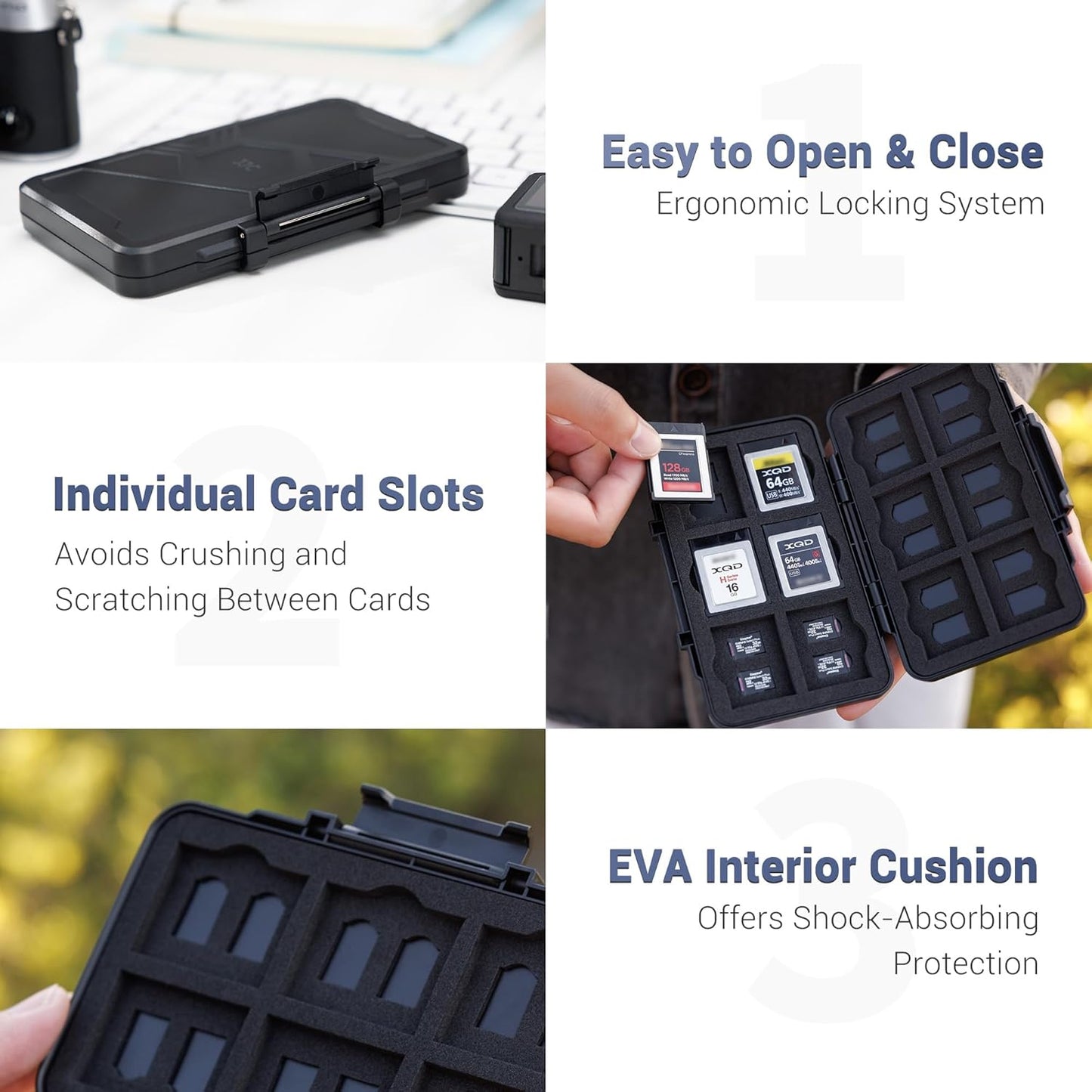 [Large Capacity] XQD Card CFexpress Type B Card Case Holder Storage, 36 Slots Memory Card Organizer Box for 24 TF Micro SD and 12 CFexpress Type-B Cards, for Nikon Z8 Z9 Z6III Z6II Z7II Z6 Z7 D4 D850
