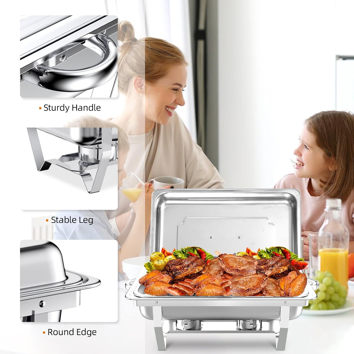 Chafing Dish Buffet Set, 8QT Stainless Steel Chafing Dishes for Buffet, Full Pan Chafing Dish, Buffet Servers and Warmers for Party, Wedding,Catering (10 PACK)
