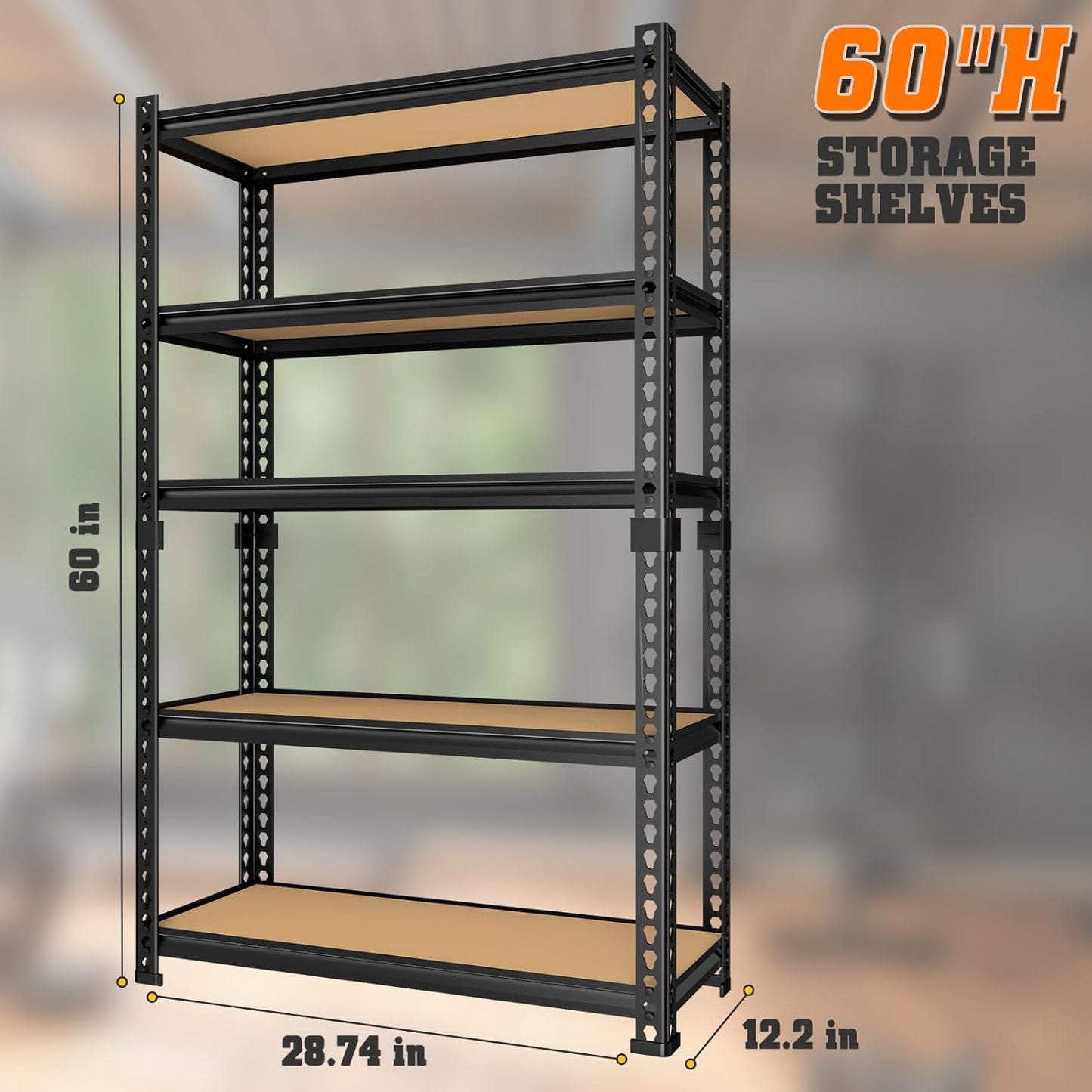 LEVELEVE 5-Tier Heavy Duty Storage Shelving Unit, 2020 lbs Capacity, Adjustable Metal Utility Shelf, 30" L x 12" W x 60" H for Garage, Kitchen, Pantry, Basement, Bathroom, Laundry