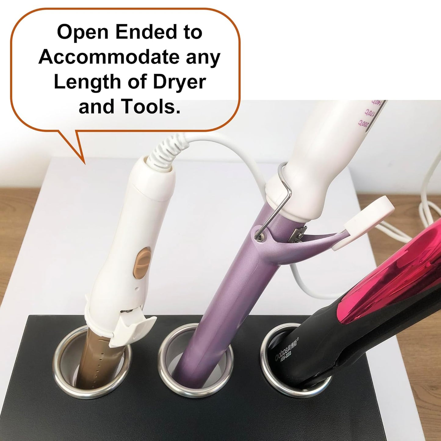 Hair Styling Station with Curling Hot Iron, Organizer Holder for Salon Appliances - 3pcs 2inch Stainless Steel Tubes