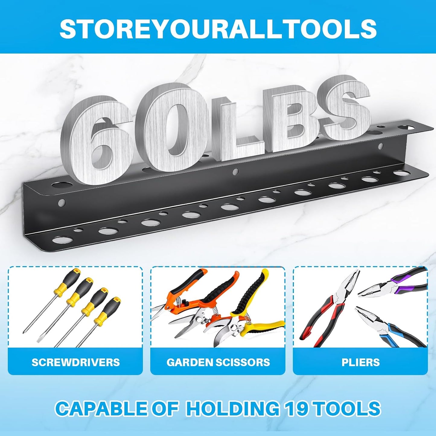 TSUMAZRURE Screwdriver Wall Rack, Screw Driver Holder and Screwdriver Rack, Tool Organizer Rack with Screw Driver Holders Organizers, Wall Mounted Tool Rack for Garage Tool Storage Rack (black)