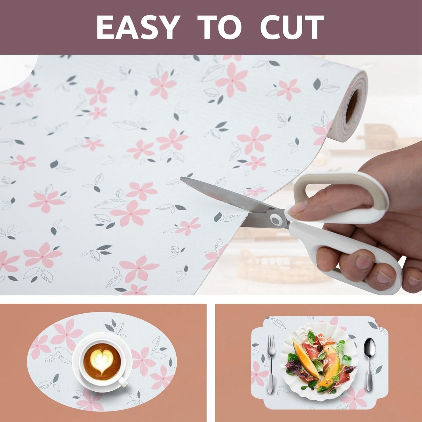 2 Rolls 18" W x 96" L Floral Drawer and Shelf Liner for Cabinets, Non-Adhesive Strong Grip Non-Slip Flower Shelf Cabinet Kitchen Shelf Liners for Kitchen Cabinets