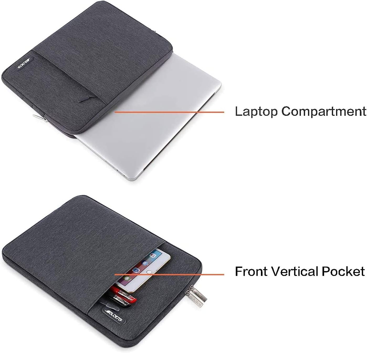 MOSISO Laptop Case 13.3 inch, 13-13.3 inch Laptop Sleeve Compatible with MacBook Air/Pro 13/Pro 14 M5 M4 M3 M2 M1, HP Dell ASUS Lenovo,Polyester Vertical Computer Sleeve Bag with Pocket, Space Gray