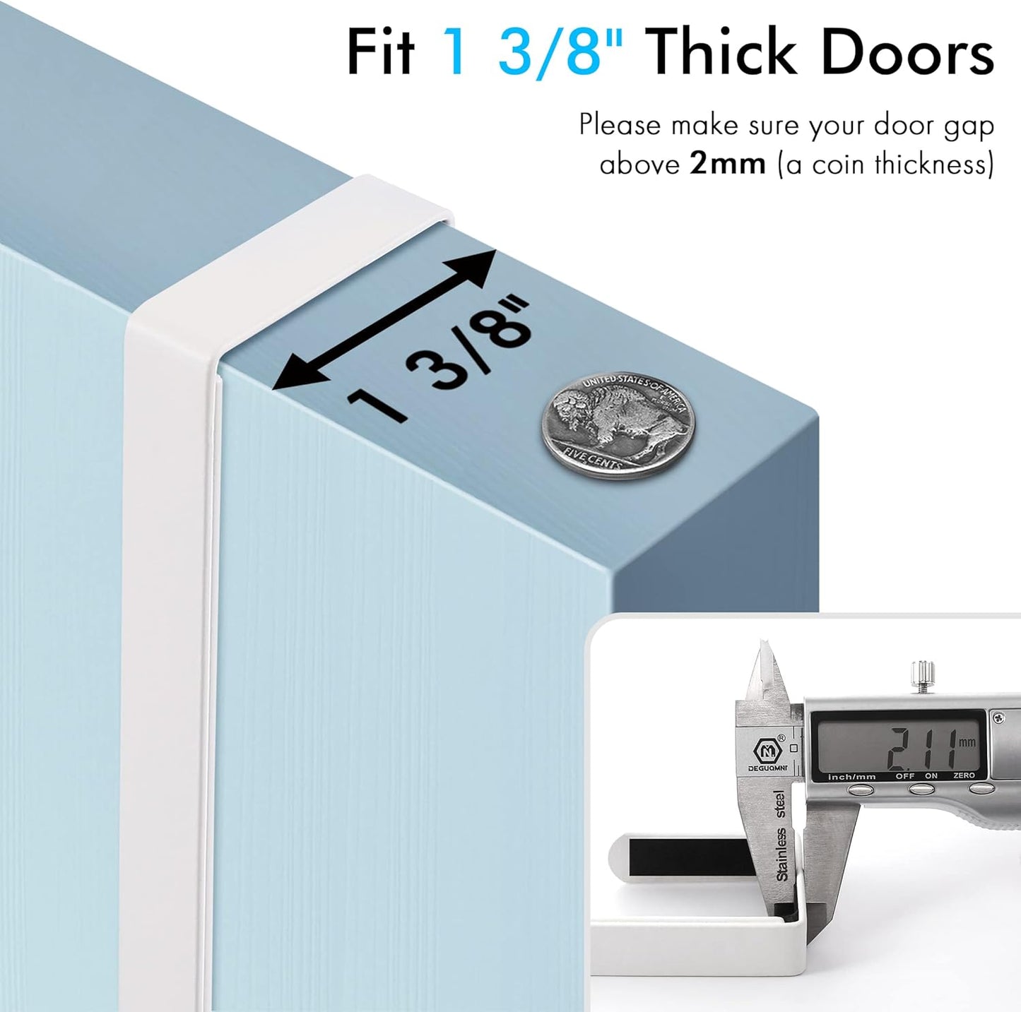 KES Ironing Board Hanger Over The Door, T-Leg Holder, for 1 3/8" Door, Metal Iron Holder White, HIR500A-WH