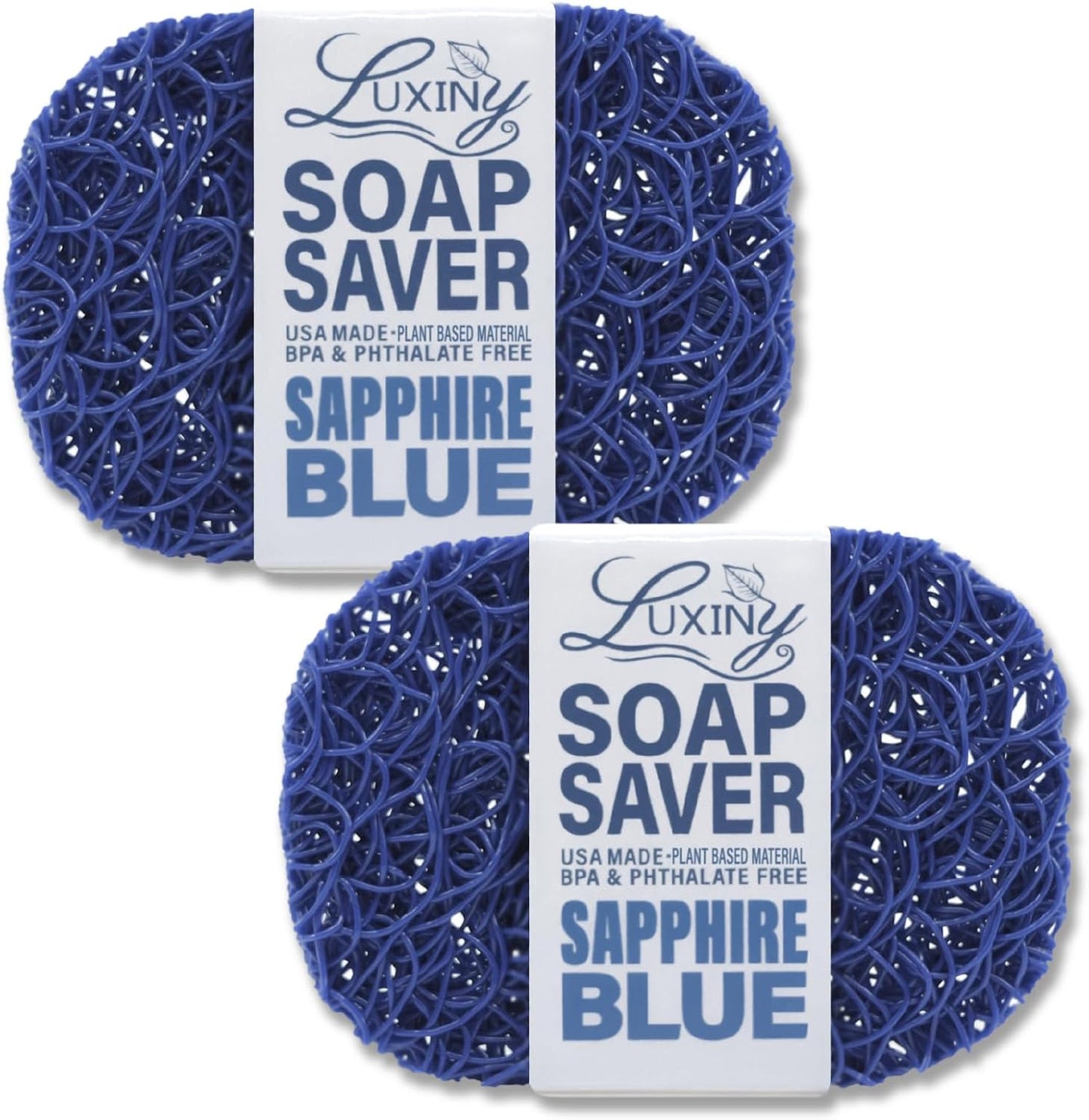 Soap Savers for Bar Soap, American Made by Luxiny, Lifts Soap in Soap Dishes & Shower Soap Holders -Handmade Soap Lasts Longer - Made from Plant Based Materials, 2 PK (Sapphire Royal Blue)