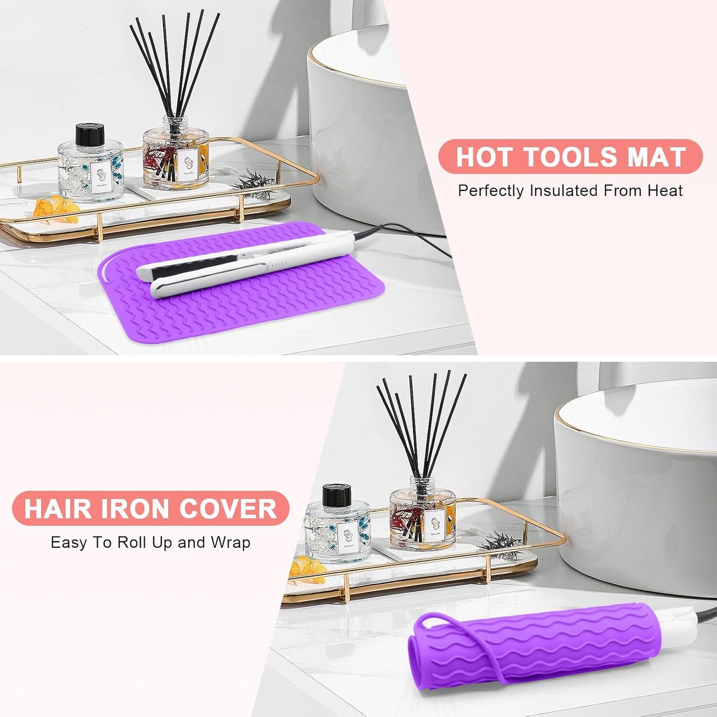 Plus Size Silicone Heat Resistant Mat, Portable Travel Hot Tools Pad Cover for Curling Iron, Flat Iron, Hair Straightener and Other Hair Styling Tools(12.0" x 9.0")