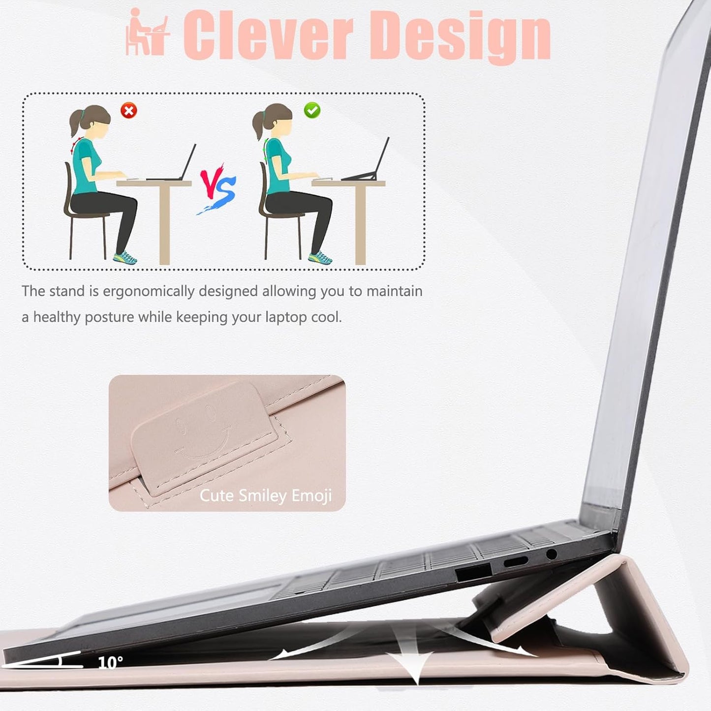 HYZUO 15 Inch Laptop Sleeve Case with Stand for MacBook Air 15 M4 A3241 M3 A3114 M2 A2941 2025-2023, 15" Surface Laptop 7/6/5/4, MacBook Pro 15 A1990 A1707 2019-2016, with Pouch, Apricot