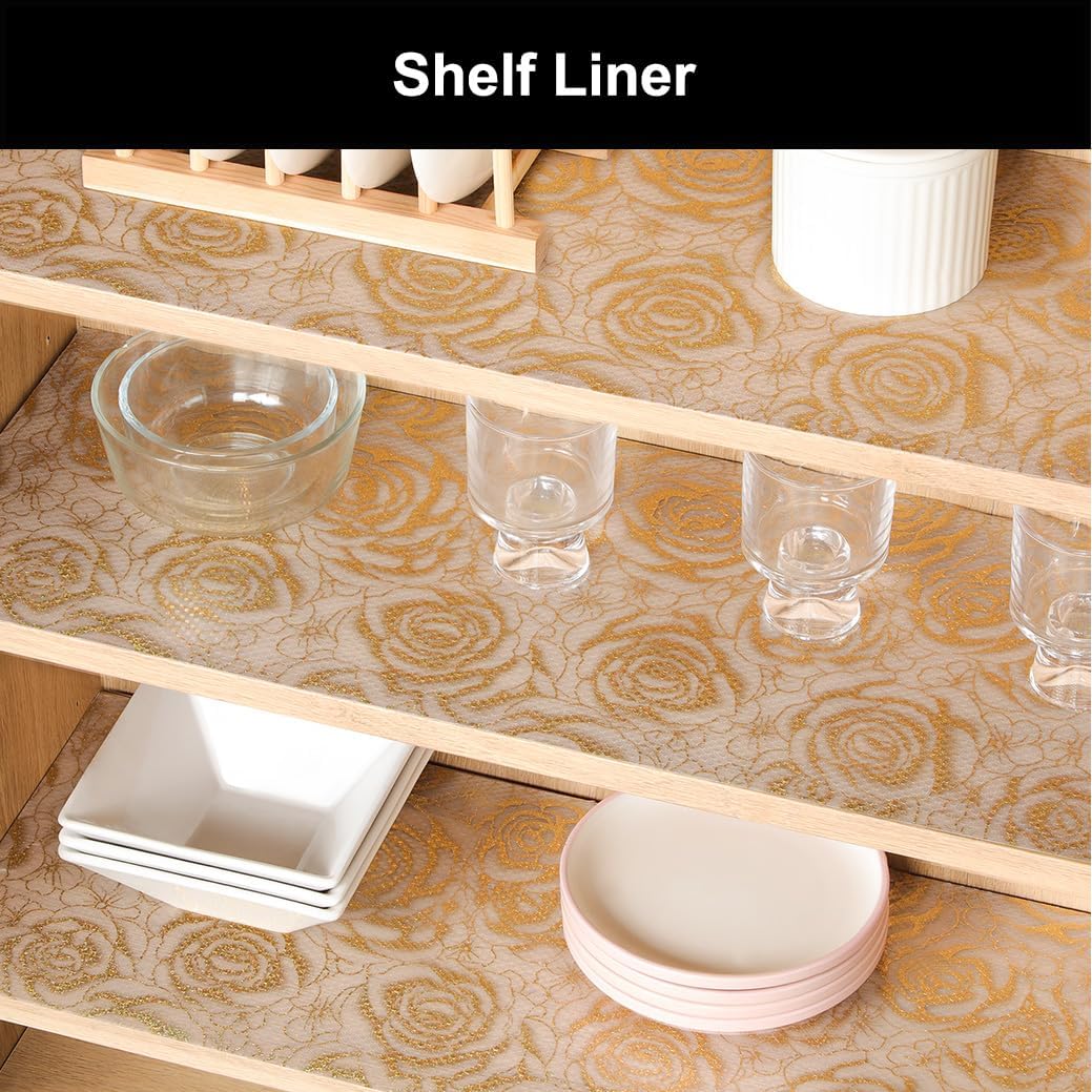 Cooyes Shelf Liner – Premium Non-Adhesive Cabinet & Drawer Liner for Kitchen – Waterproof Shelf Paper with Modern Pattern – Durable EVA Cabinet Mat – Easy to Cut （11.8" W x 236" L）