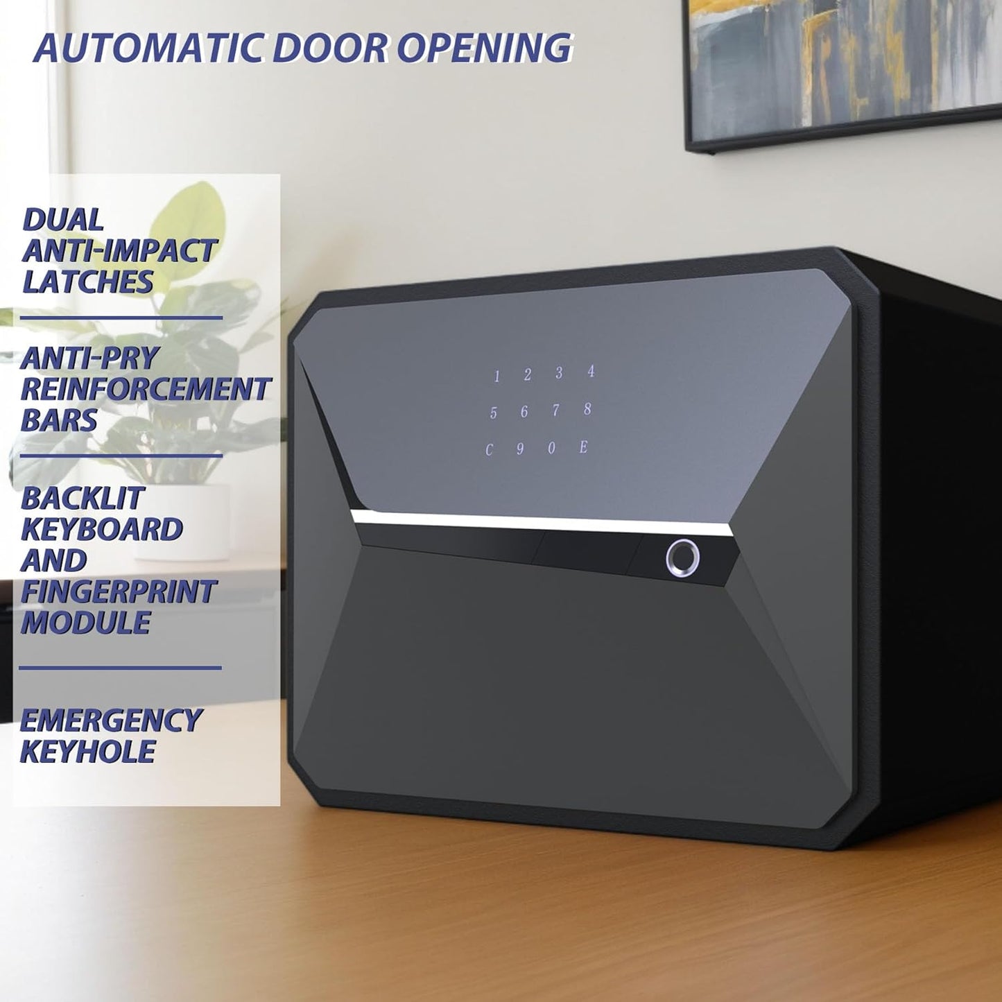 Y-Series Fingerprint Smart Safe Box Security Box with Key,1.2 Cubic,Safety Box for Home