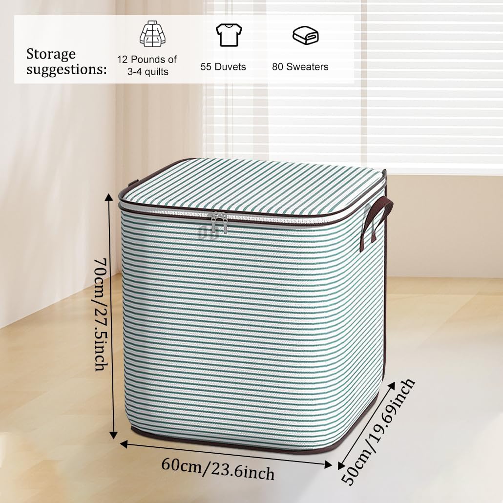 Clothes Storage Bins, 210L Foldable Blanket Storage Bags, Closet Organizers and Storage Containers with Reinforced Handle and Zippers for Bedroom, Closet, Comforters, Pillows, Toys