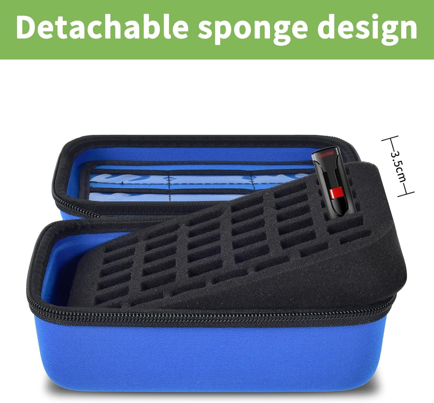 USB Flash Drive Case, SD Card/Memory Stick Pouch for SanDisk, for Samsung, for Netac, for Maspen/for SamData Thumb Drives, Hard Shell Protective Storage Organizer with Sponge- Box Only- Blue