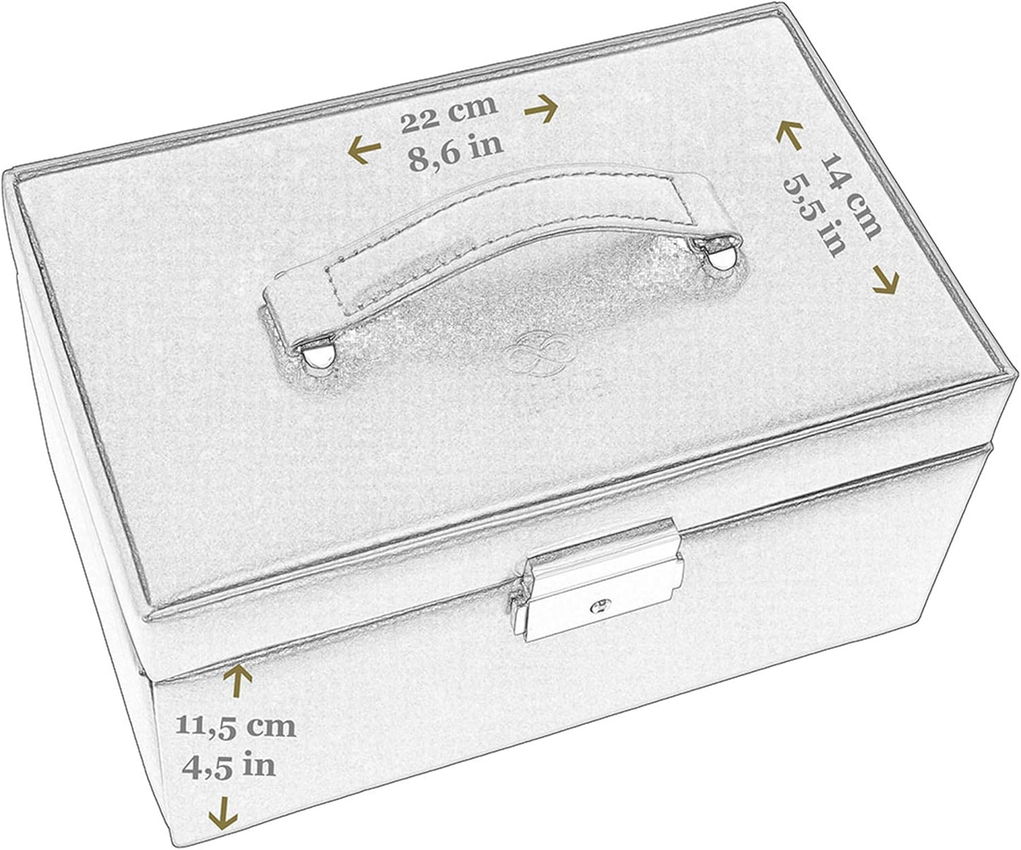 Time Resistance Jewelry Box - Full Grain Leather Jewellery Organizer - Accessories Storage Key Lock - Jewellery Box (Black)