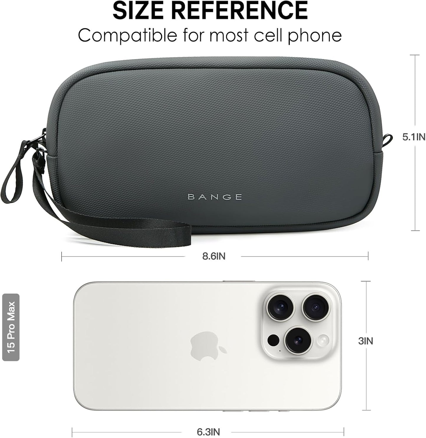BANGE Tech Organizer Travel Case,Tech Accessories Pouch Carry Storage Bag for Charger, Cord, Hard Drive, Phone, Power Bank, Travel Essentials