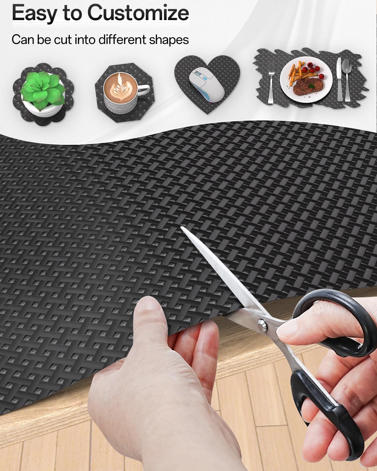 Shelf and Drawer Liner for Kitchen Cabinet, Non-Adhesive 24in x 360in Waterproof Contact Paper Refrigerator Liners Thickened Durable EVA Material Non Slip Mat for Dresser Cupboard Pantry Protector