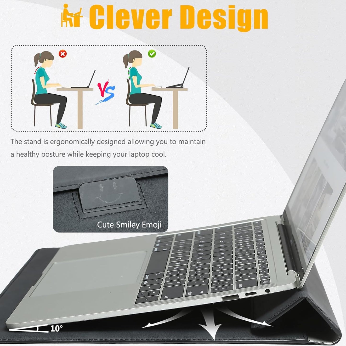 HYZUO 15 Inch Laptop Sleeve Case with Stand for MacBook Air 15 M4 A3241 M3 A3114 M2 A2941 2025-2023, 15" Surface Laptop 7/6/5/4, MacBook Pro 15 A1990 A1707 2019-2016, with Pouch, Graphite
