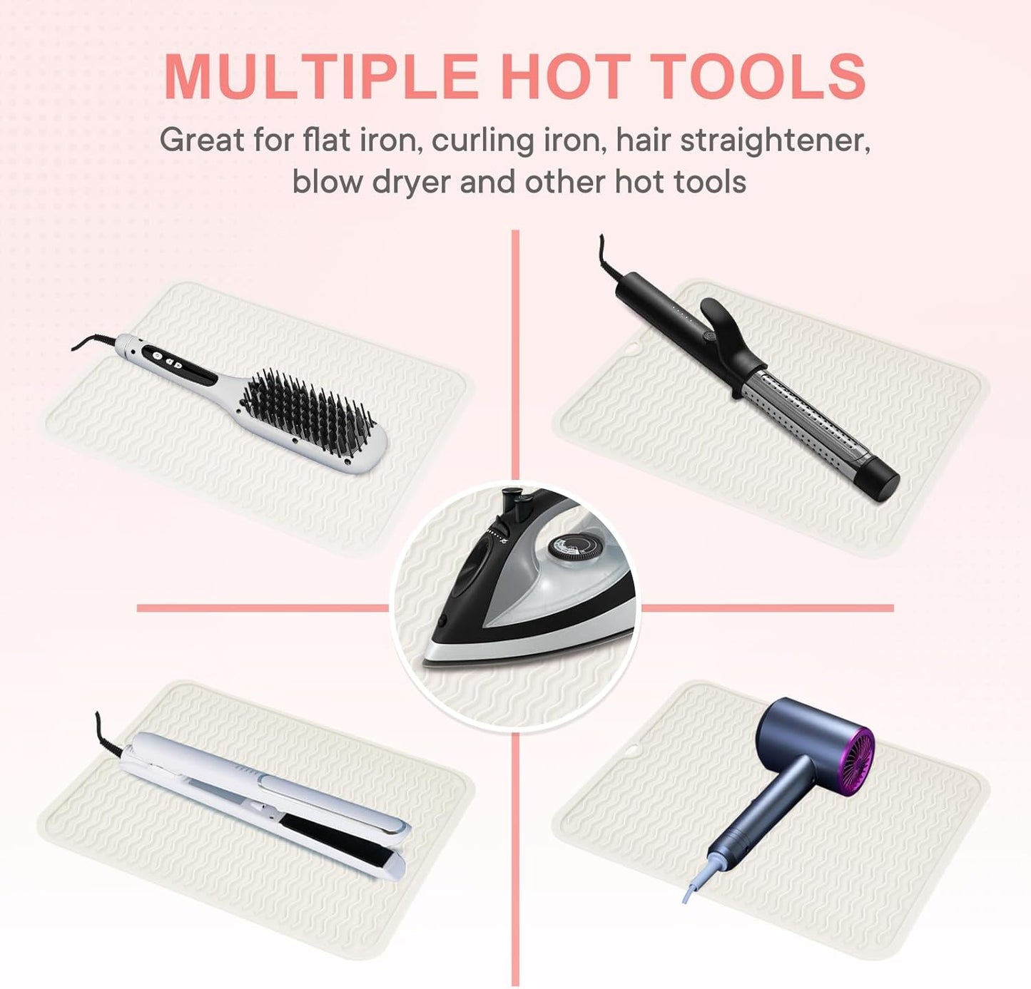 Oversize Silicone Heat Resistant Mat, Portable Travel Mat Cover for Curling Irons, Flat Irons, Hair Straightener and Hot Hair Styling Tools(14.2" x 11")