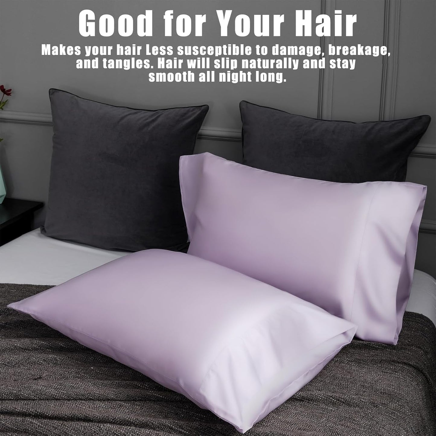 TELUS Pillow Cases Standard Size 2 Pack, Bamboo Rayon Cooling Pillowcases with Envelope Closure, Cool Breathable Pillow Cover for Hot Sleeper & Night Sweats, 20x26 inch, Purple