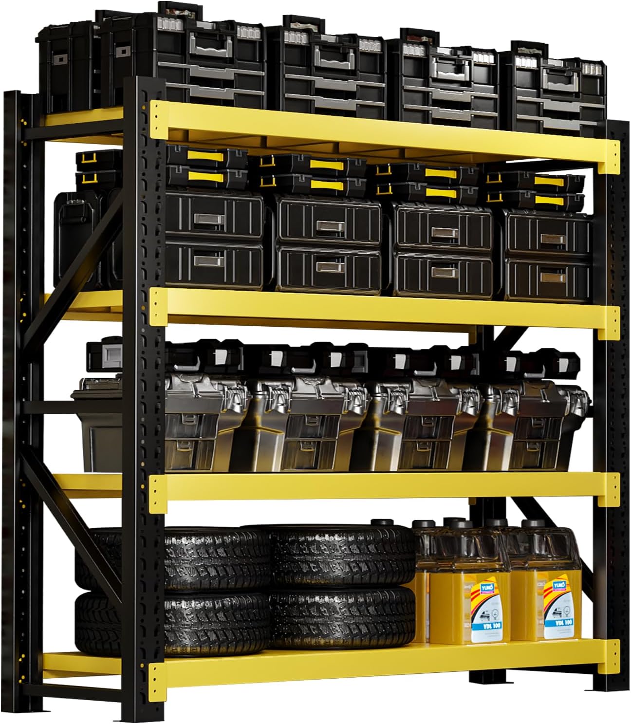 3000LBS Heavy-Duty Garage Shelving, 59" W Metal Shelves, 4-Tier Adjustable Garage Shelving Units, Storage Racks for Warehouse, Workshop