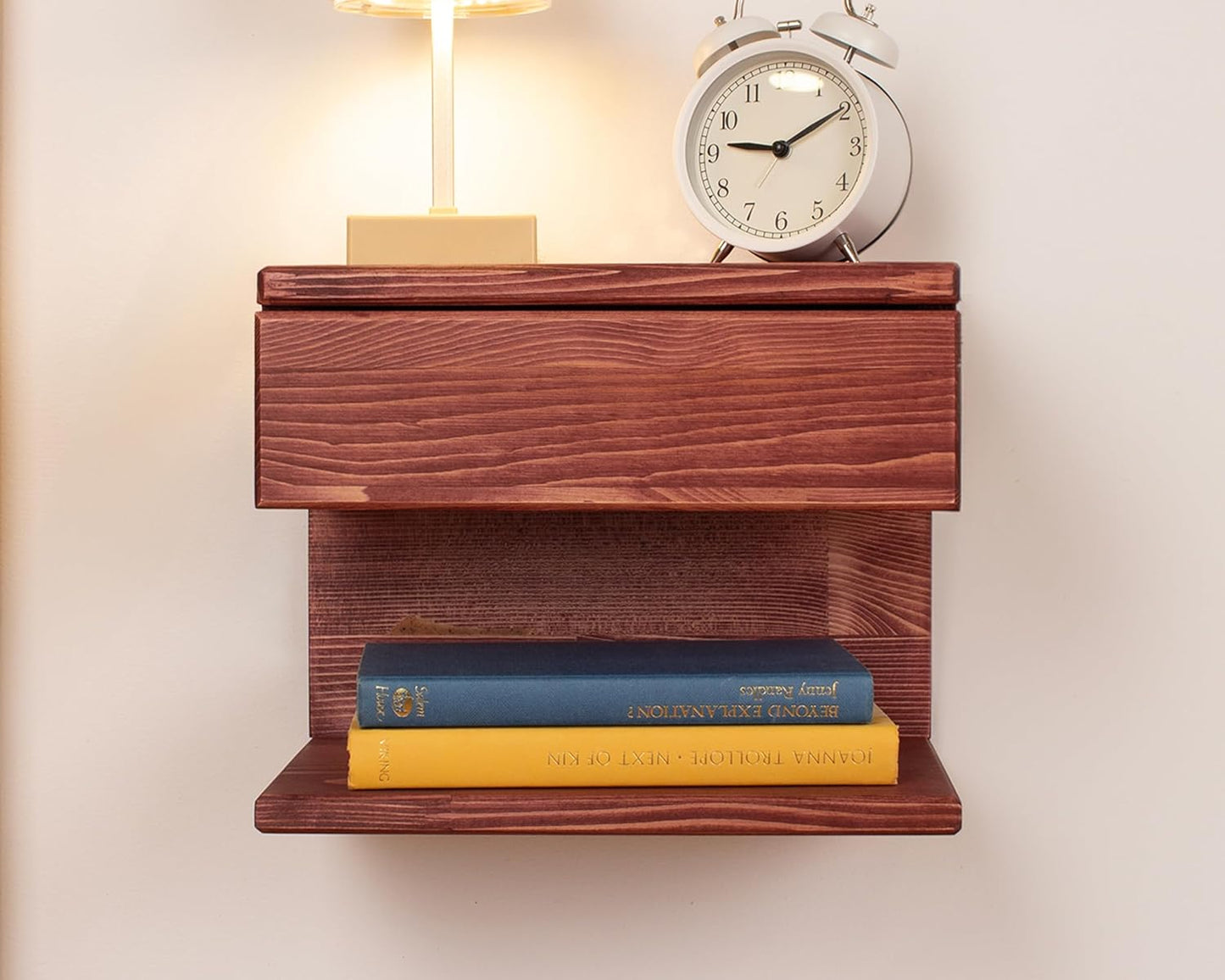 Floating Nightstand Side Accent or End Table with Storage Drawer, Wood Bedside Shelf, Handmade Floating Table (Rome)
