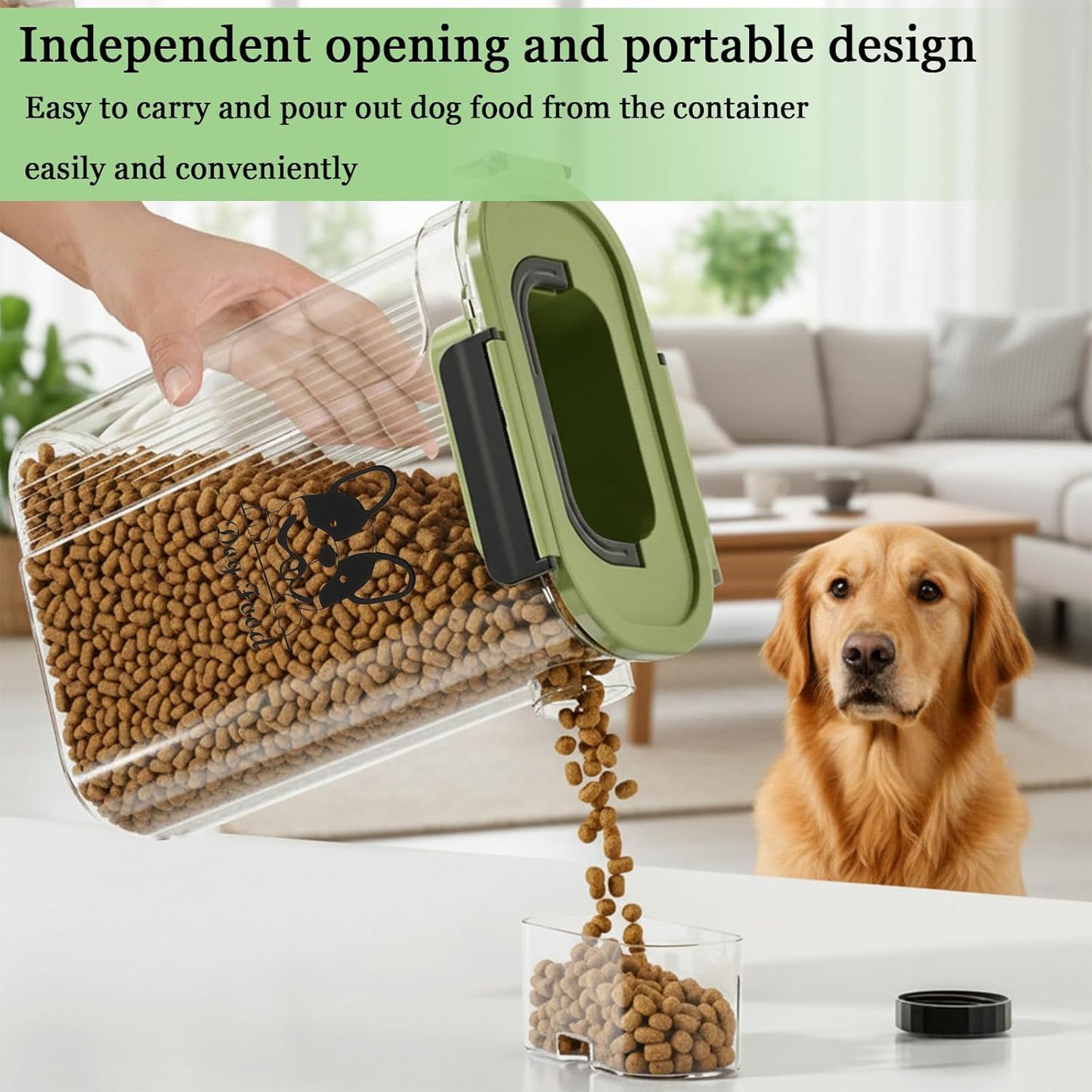 Dog Cat Food Storage Container,Pet Food Storage Bin with Side Pouring Spout and Handle,4lb Cat Dog Treat Container Dispenser,Airtight BPA-free Portable pet FoodS Holder with Folding Bowl