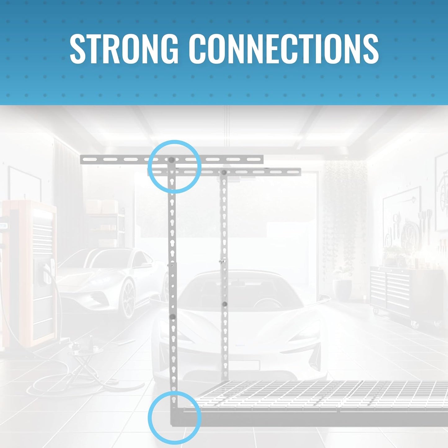 2-Pack 4 x 8 MonsterRax Overhead Garage Storage Rack, Ceiling Racks for Garage, Organization Shelving, Adjustable Hanging Shelf, White, 12"-21" Height Adjustment
