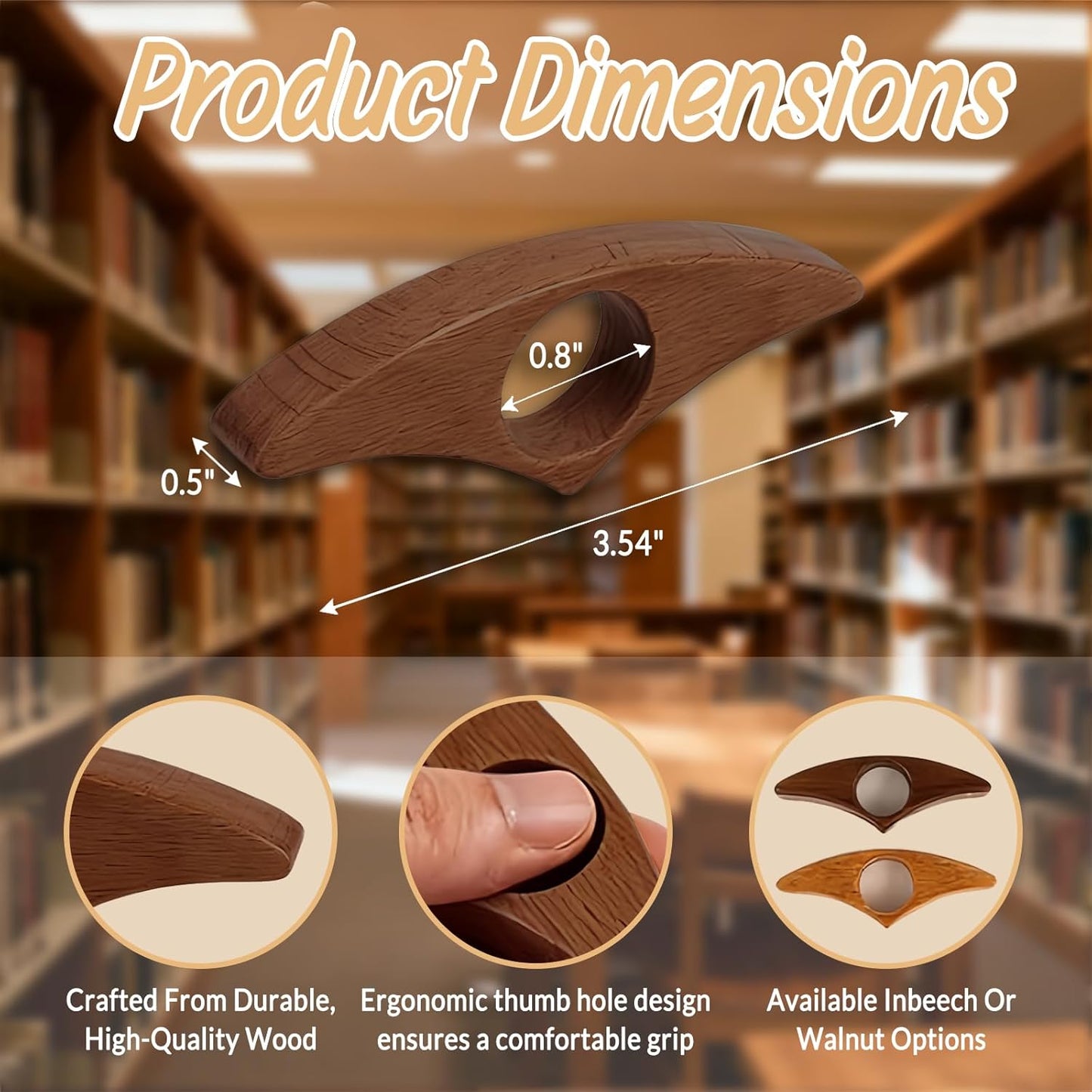 Wooden Book Page Holders for Reading - Thumb Page Holder & Book Opener Holder | Just One More Page Ergonomic Hands-Free Helper - Perfect Gift for Book Lovers & Readers (Natural Wood 2)