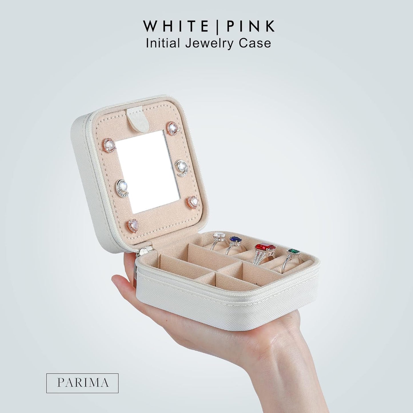 Parima Jewelry Box for Aunt Gifts from Niece Nephew, Birthday Gifts for Aunt Auntie - Unique Gifts for Aunt Auntie Travel Jewelry Case, Auntie Ever Gifts for Birthday Wedding - Letter F, White