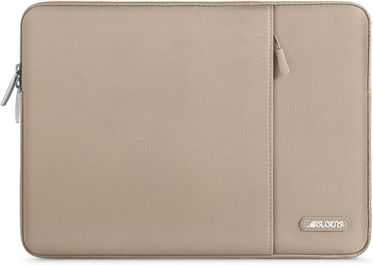 MOSISO Laptop Case 13.3 inch, 13-13.3 inch Laptop Sleeve Compatible with MacBook Air/Pro 13/Pro 14 M5 M4 M3 M2 M1, HP Dell ASUS Lenovo,Polyester Vertical Computer Sleeve Bag with Pocket, Taupe Brown