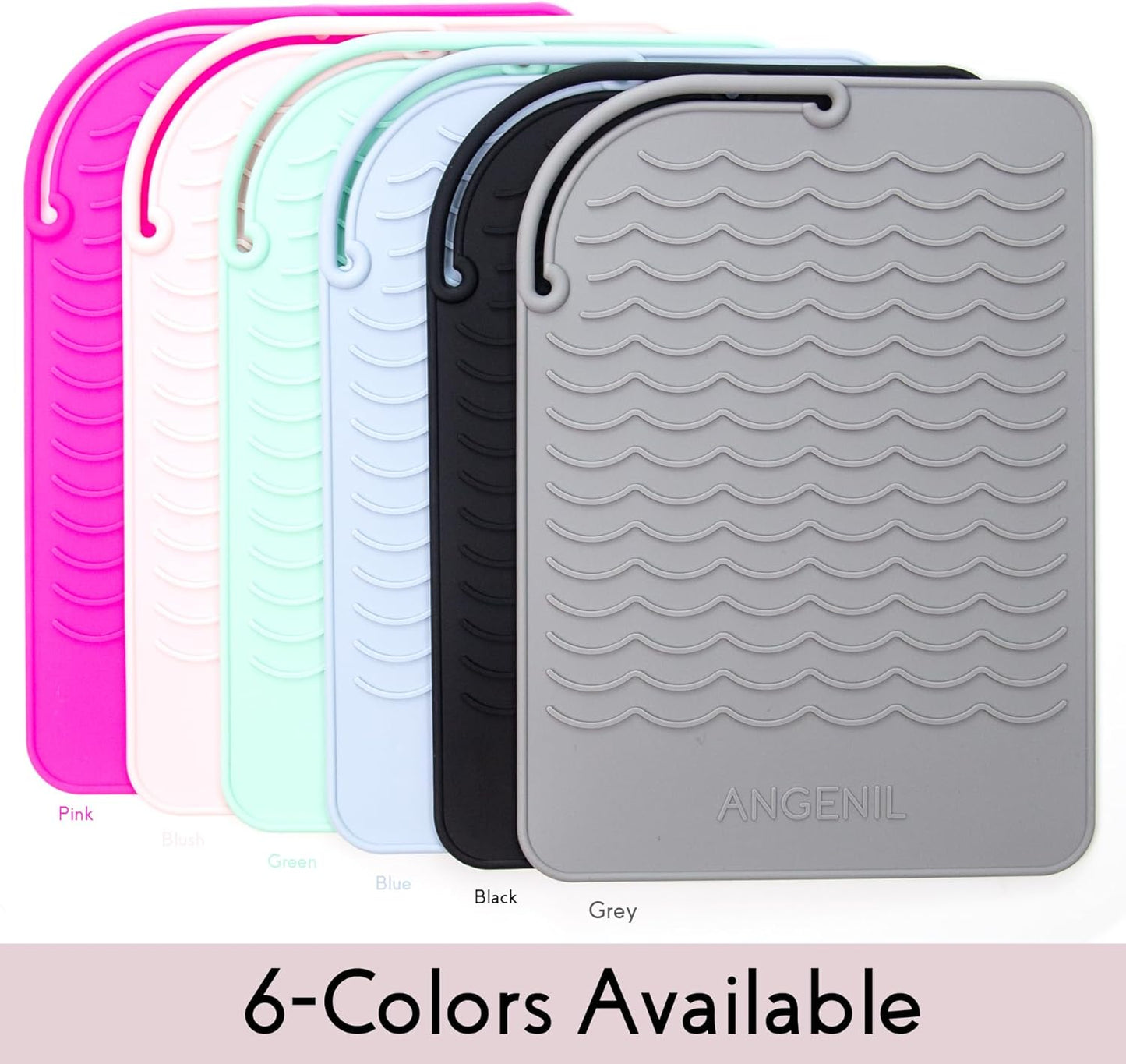 ANGENIL Silicone Heat Mat for Hair Tools - Flat Iron and Curling Iron Mat Heat Resistant for Counter, Heat-Resistant Flat Iron Travel Essentials Case, Vanity Organizer, Grey, Normal Size 9" x 6.5"