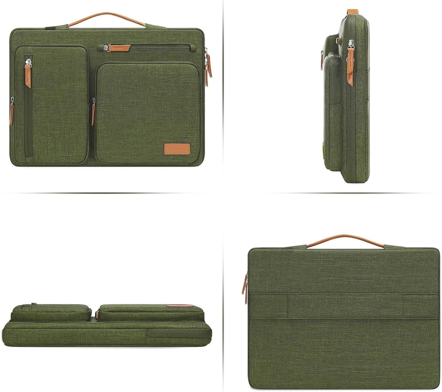 MOSISO 360 Protective Laptop Case 14 inch, 14 inch Laptop Sleeve Compatible with HP Lenovo Dell ASUS Acer, HP, Dell Latitude, Lenovo, Side Open Carrying Case with 4 Zipper Pockets&Handle, Olive Green