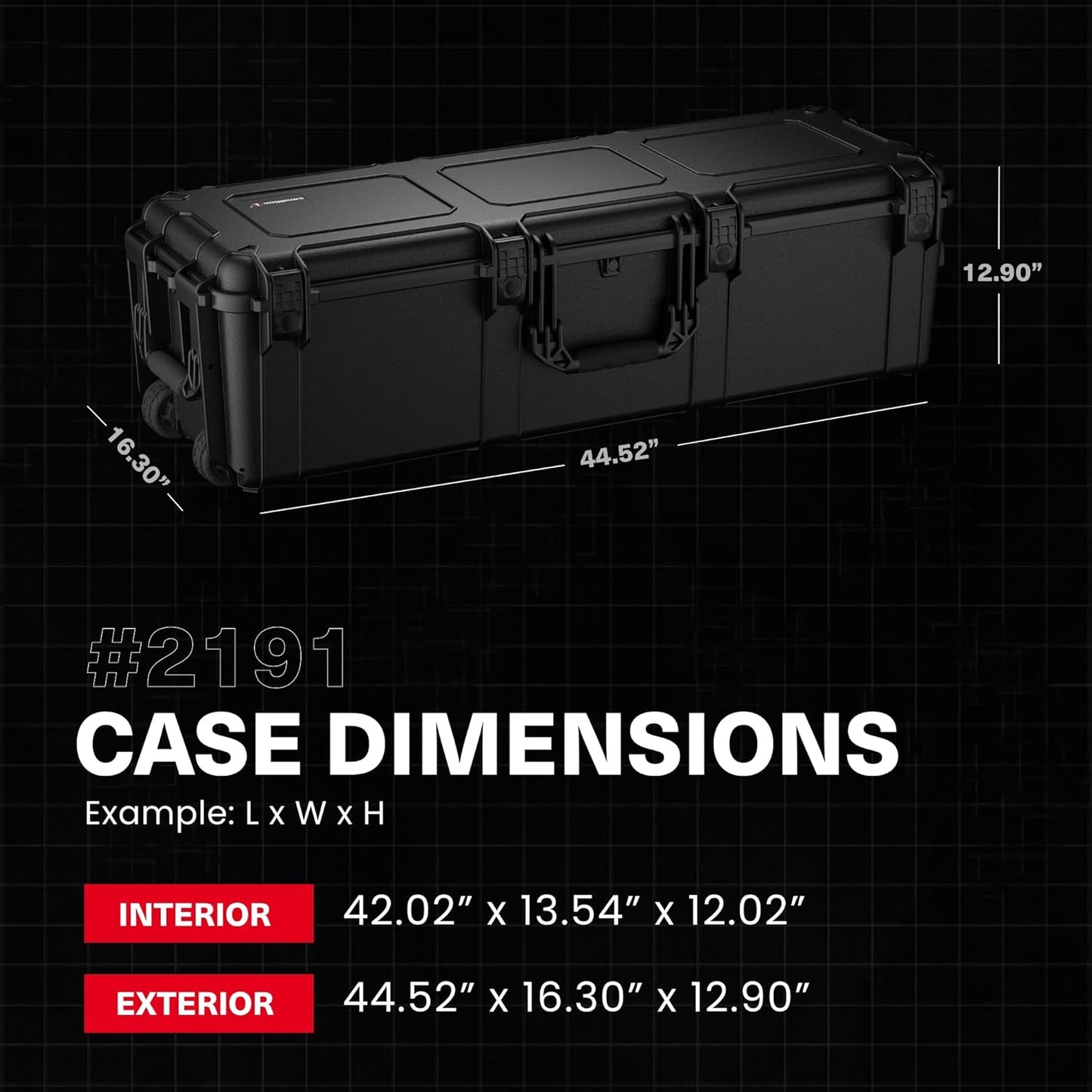 Condition 1 45" Empty Waterproof Hard Case w/Wheels – Lockable, TSA Approved Gear Storage Long Trunk, IP67-Rated Waterproof, Stackable, Rugged Travel Case – Black, Made in USA, Model 2191