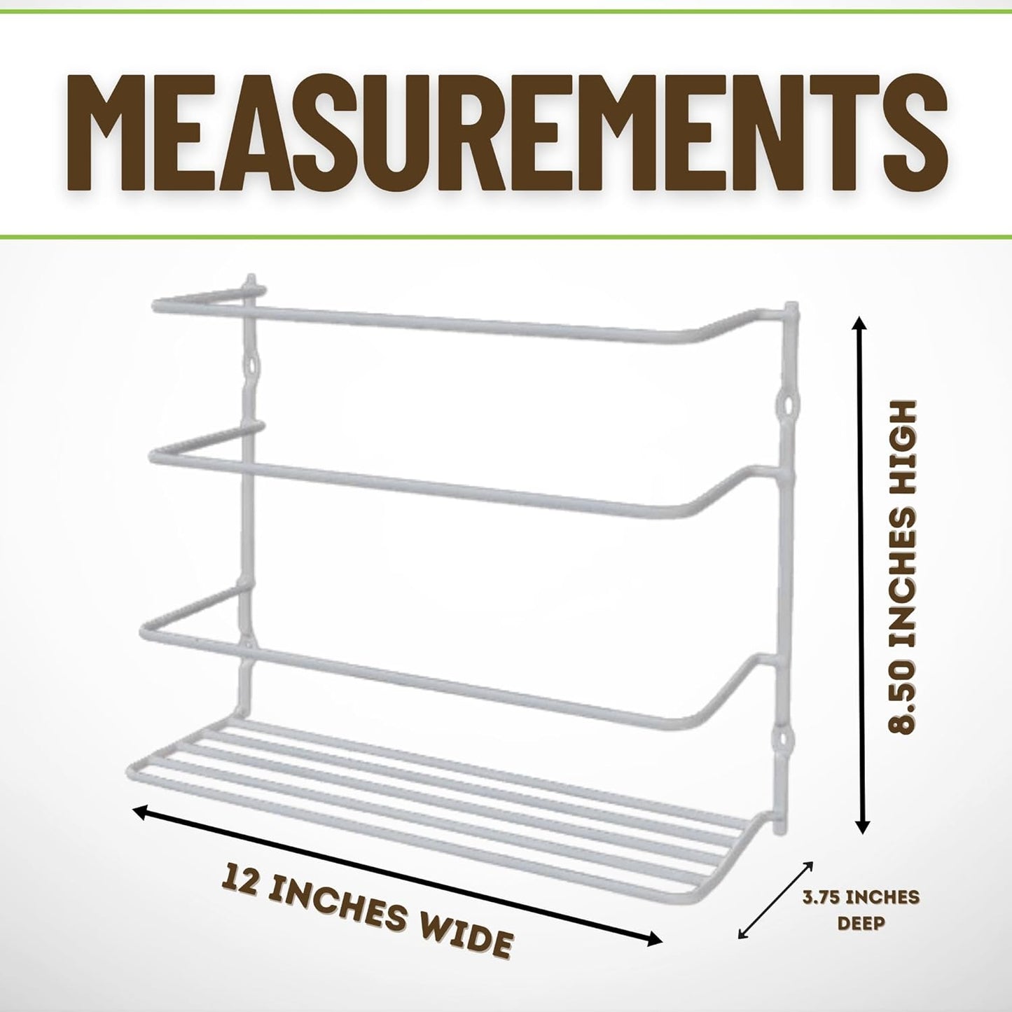 Evelots Kitchen Wrap Organizer - Hold up to 4 Plastic, Foil, Paper, Wax - Cabinet Door, Wall Rack Basket - Sandwich, Freezer, Food Bag Storage - Laundry Supplies - Plastic Coated Metal