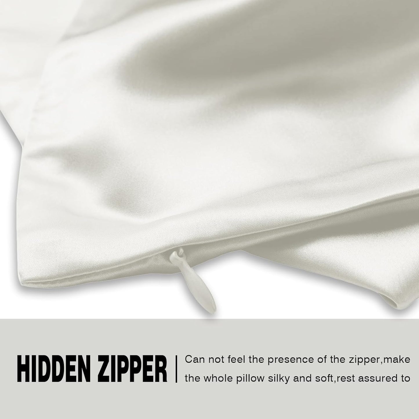 Mulberry Silk Pillow Cases for Hair and Skin King Size Silk Pillowcase with Zipper Soft Breathable Smooth Cooling Satin Silk Pillow Covers for Sleeping (Ivory,20"X 36",1Pcs)
