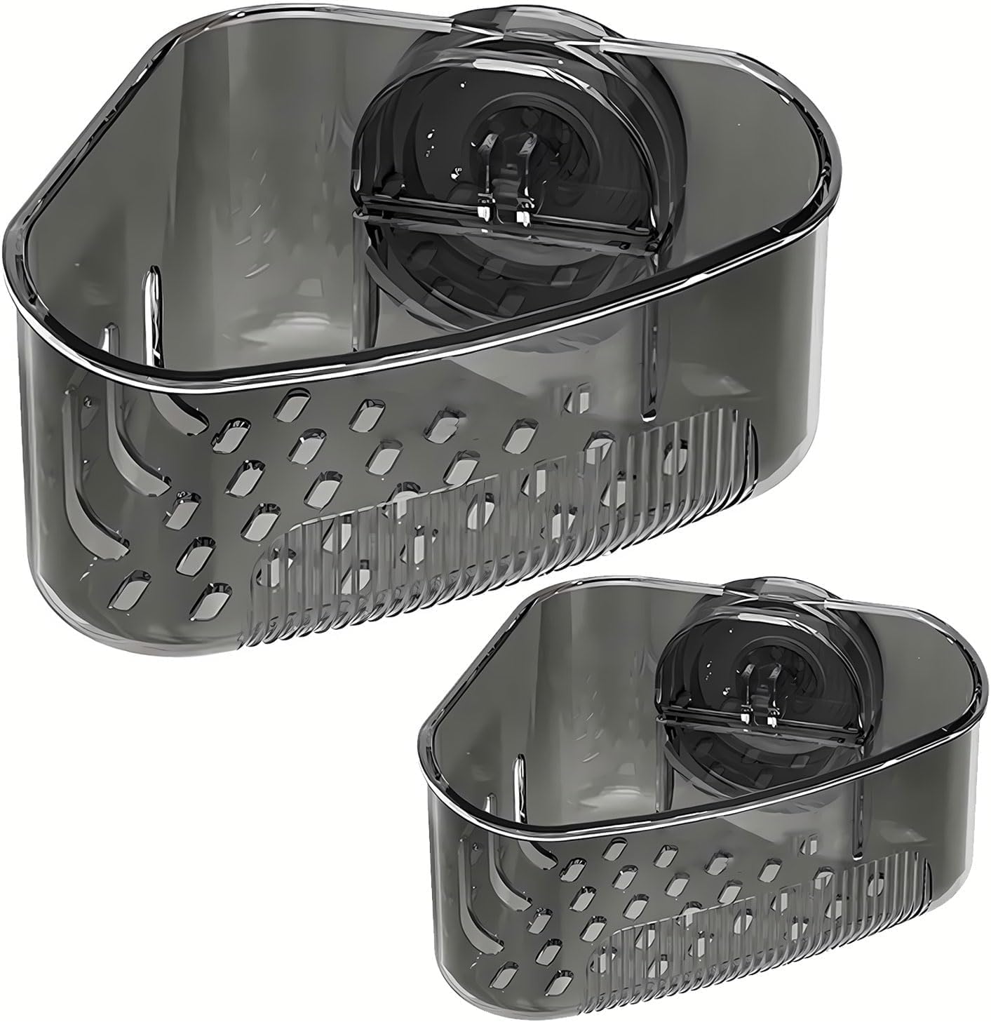 2PCS Sink Organizer Rack for Kitchen for Sponges, Scrubbers, Sink Corner Drain Box,with Adhesive Suction Cup Mount (Black)
