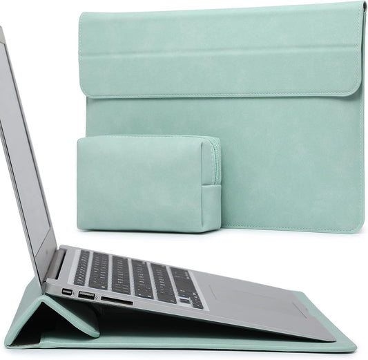 HYZUO 15 Inch Laptop Sleeve Case with Stand for MacBook Air 15 M4 A3241 M3 A3114 M2 A2941 2025-2023, 15" Surface Laptop 7/6/5/4, MacBook Pro 15 A1990 A1707 2019-2016, with Pouch, Mint Green