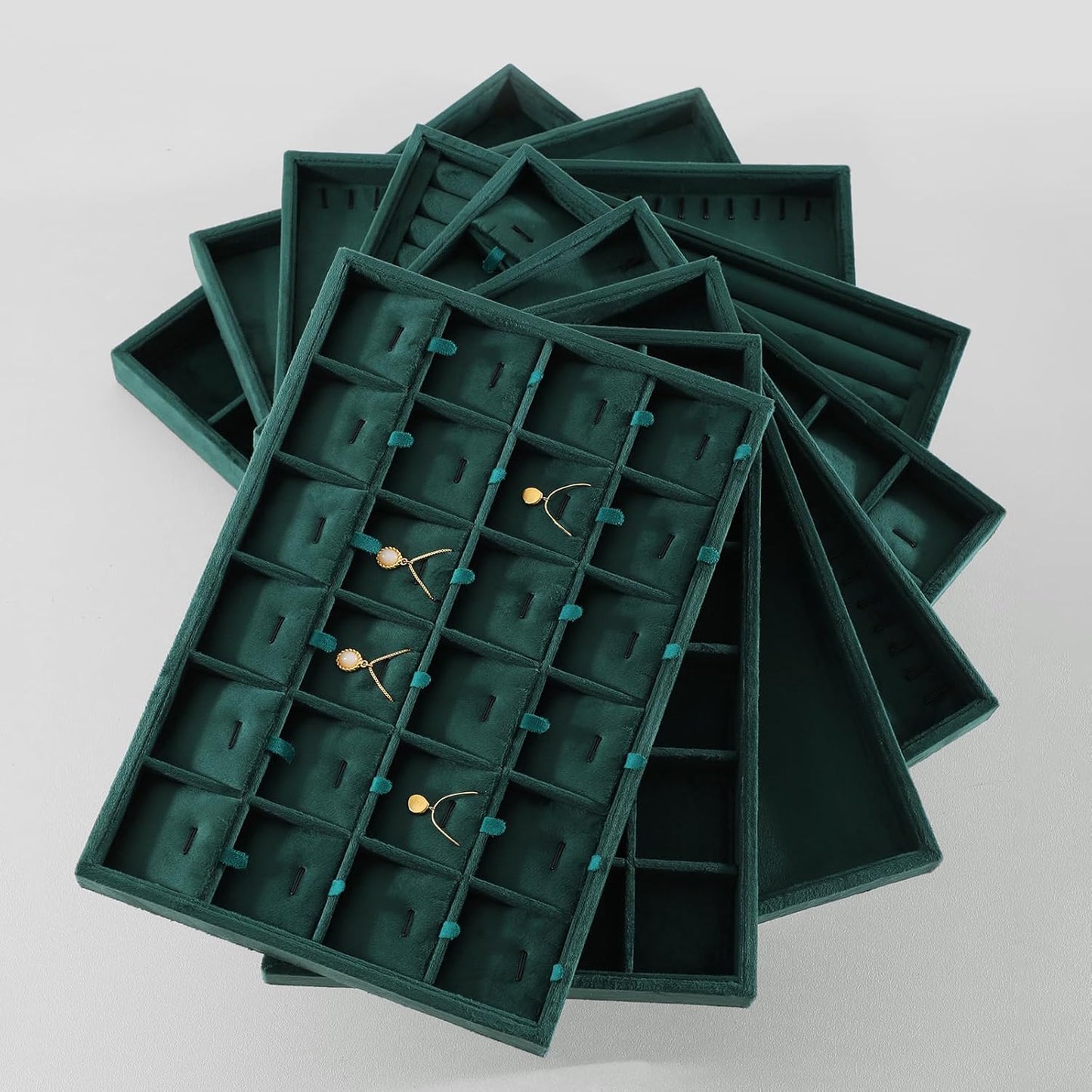 Necklace Storage Tray, Velvet Bracelet Display, Premium Jewelry Organizers,Luxury Bracelet Organizer,Green Necklace Display