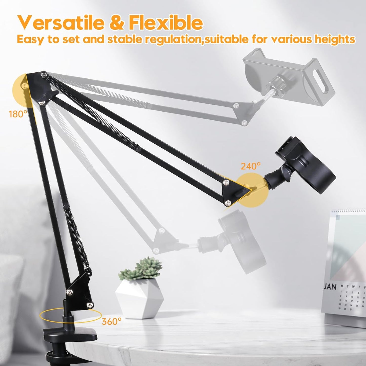 Black Dog Hair Dryer Holder - 360° Rotating Hands-Free Stand with Adjustable Clamp for Blow Dryers,3-in-1 Holder for Pet Hair Dryer, Tablet, and Phone Holder,Flexible, Sturdy, Safe