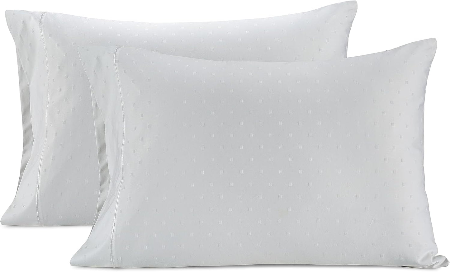 LANE LINEN Pillow Case Covers King, Set of 2, 100% Egyptian Cotton Sateen, Soft Cool & Smooth 1000 Thread Count Pillow Cases - Swiss Dot - White