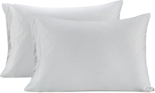 LANE LINEN Pillow Case Covers King, Set of 2, 100% Egyptian Cotton Sateen, Soft Cool & Smooth 1000 Thread Count Pillow Cases - Swiss Dot - White