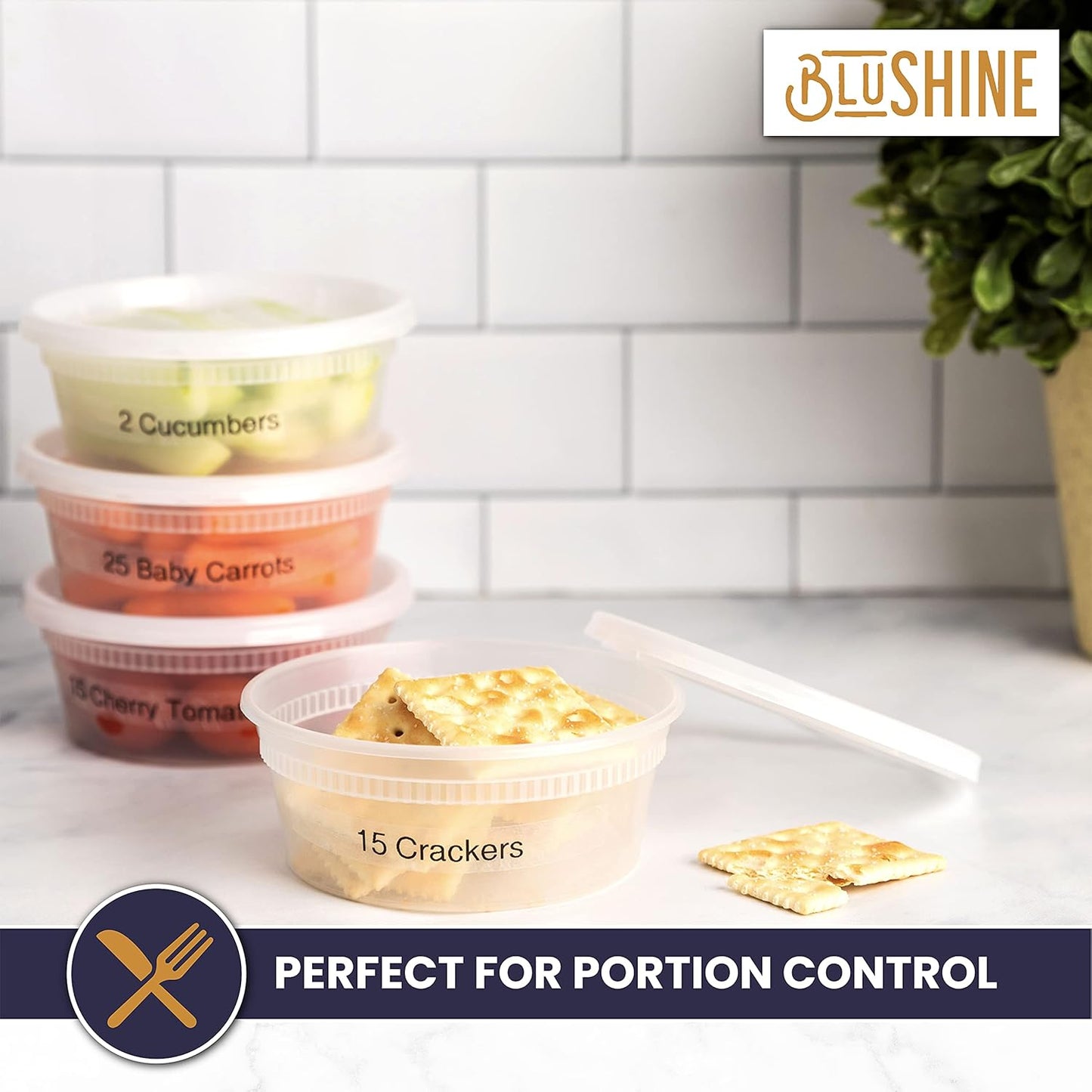 [40 Sets] 8 oz. Plastic Deli Food Storage Containers with Airtight Leak Proof Lids - Reusable - Microwave, Fridge, and Freezer Safe