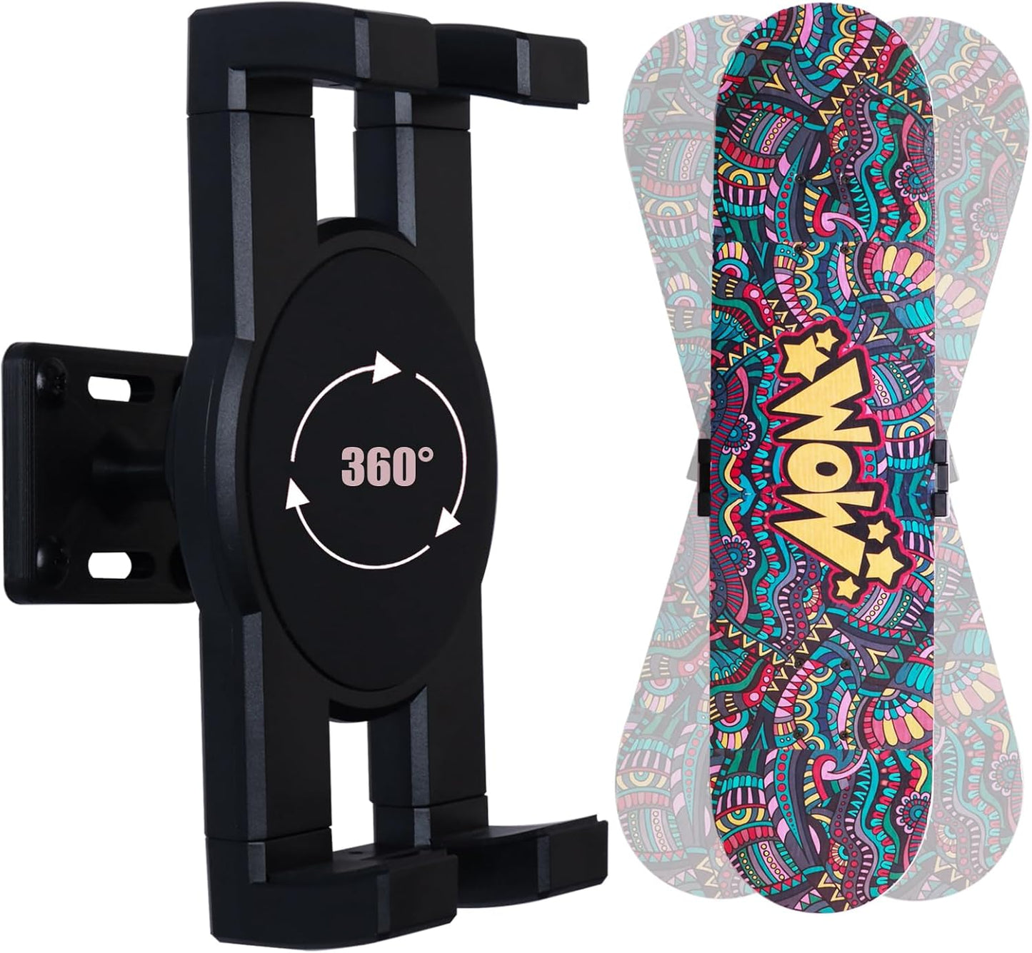 Skate deck wall mount,360° rotatable skateboard wall mount,Floating Display Hanger Grab,suitable for any skateboarder. (1 set)