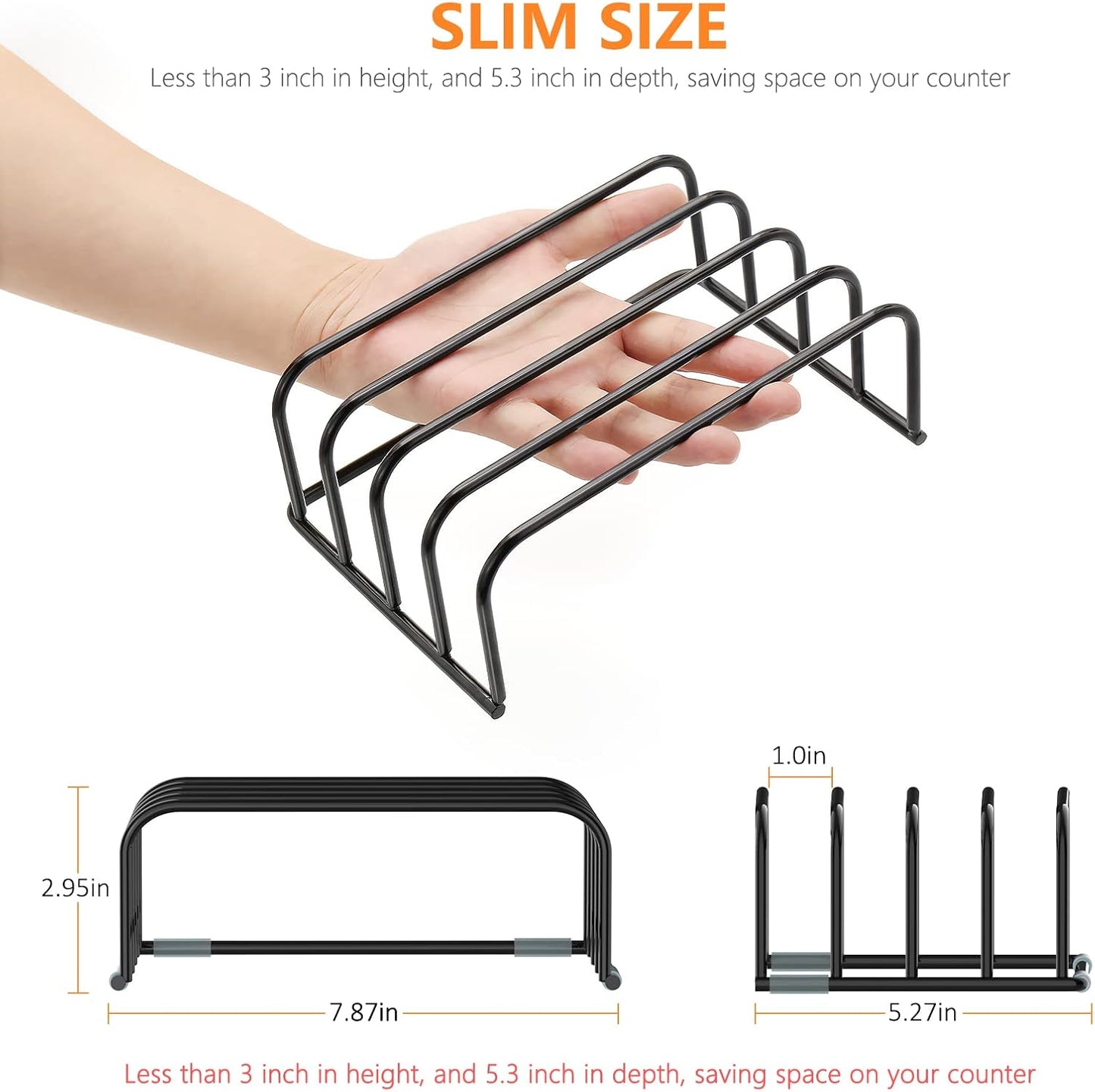 Cutting Board Storage Rack, Compact Cutting Board Organizer, Chopping Board Storage Stand Rack, Bakeware & Cookie Pan Sheets Organizer (2PCS 1.0 Inch)